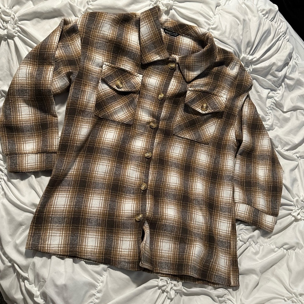 SHEIN Brown Plaid Jacket